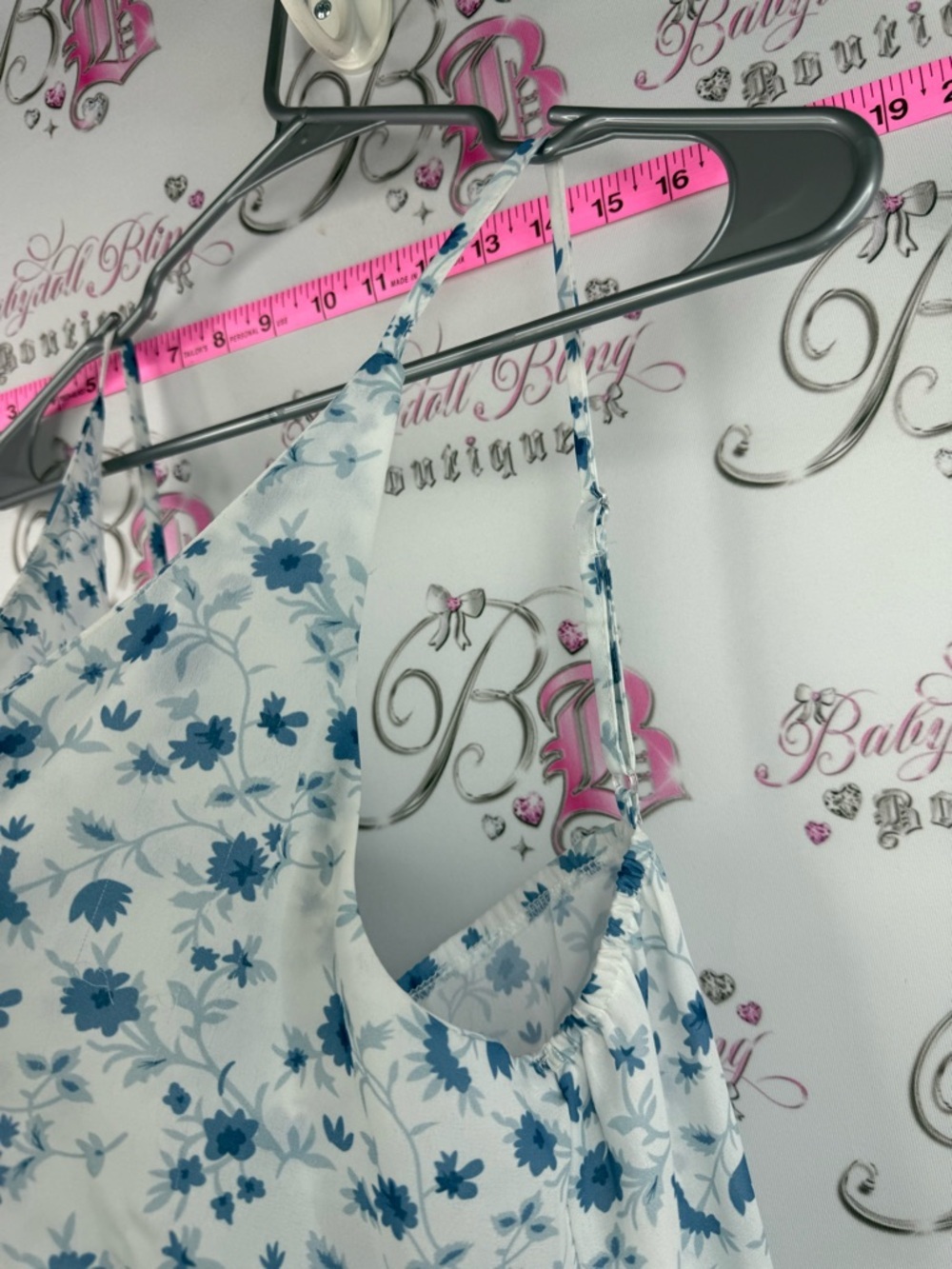 Cupshe dress beach cover up White and Blue Floral Slip Dress with Border Hem - Picture 6 of 11